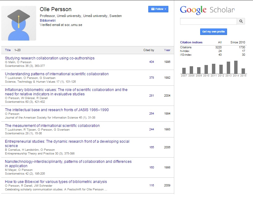 Olle Persson's Google Scholar Citations Profile