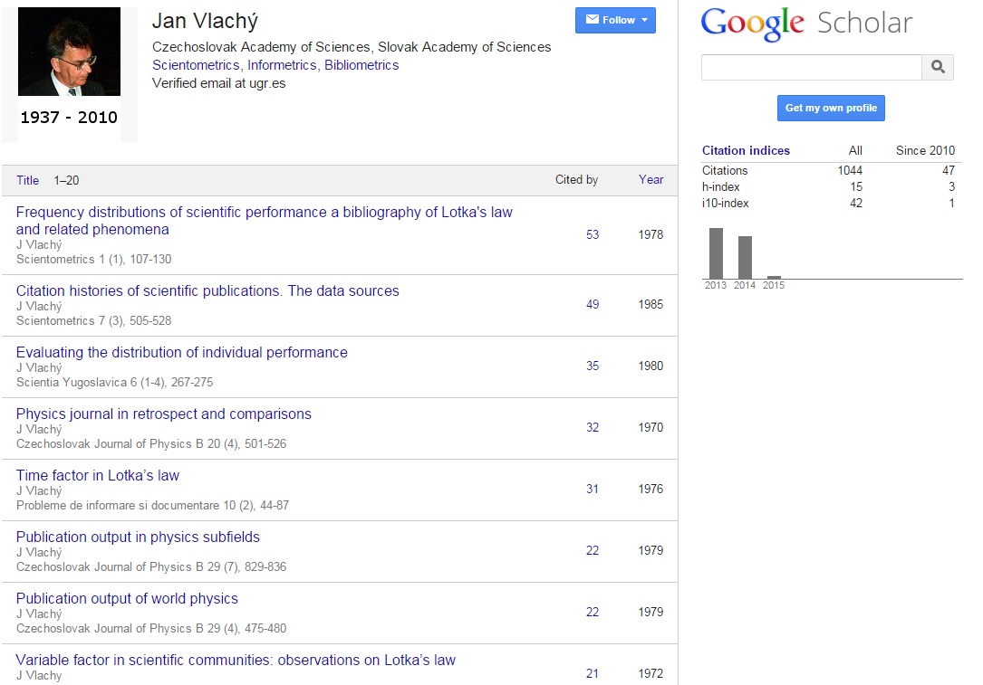 Jan Vlachý's Google Scholar Citations Profile